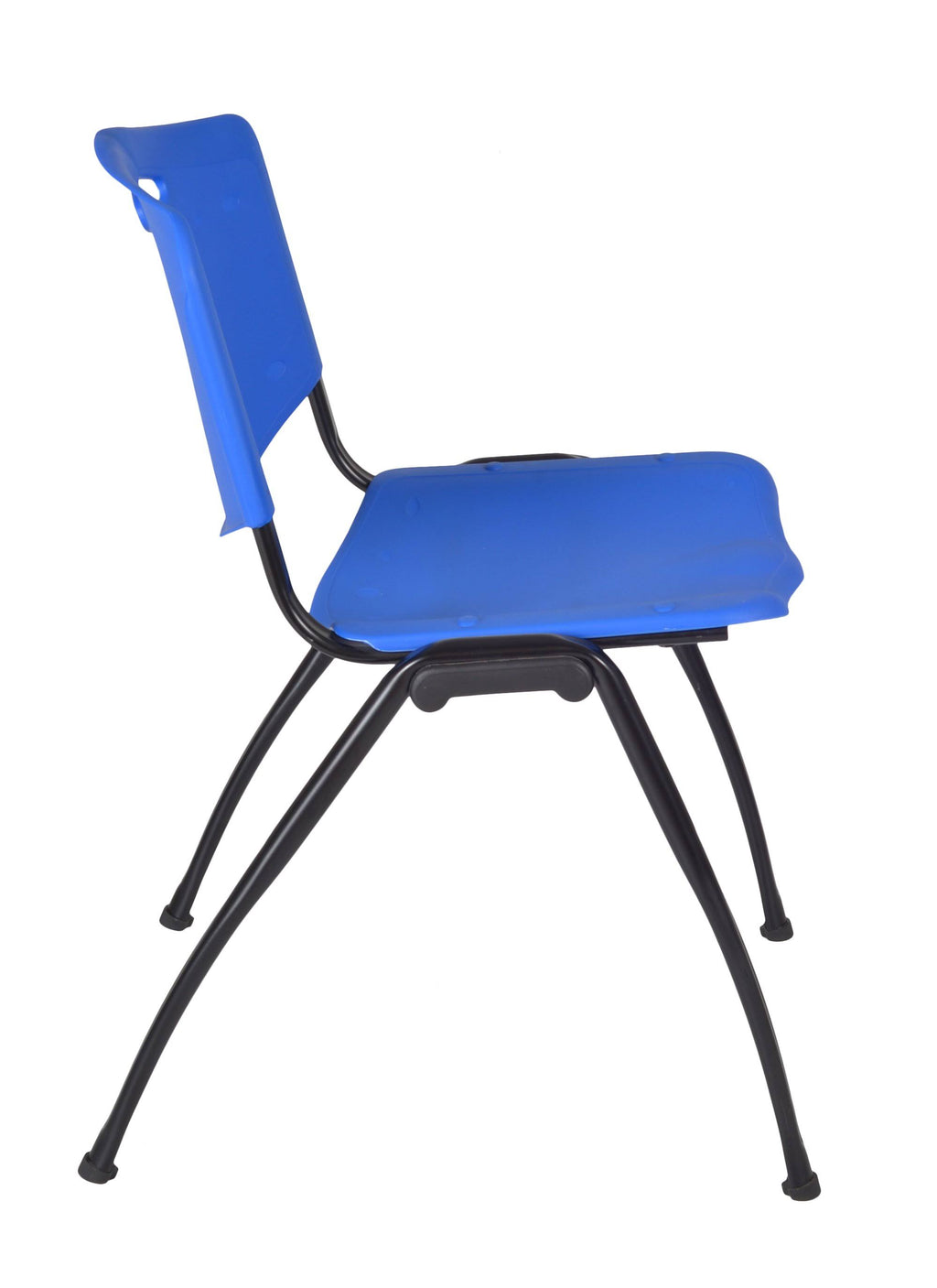 30x22 Round Breakroom Table Grey & 4 Stack Chairs Blue P2780