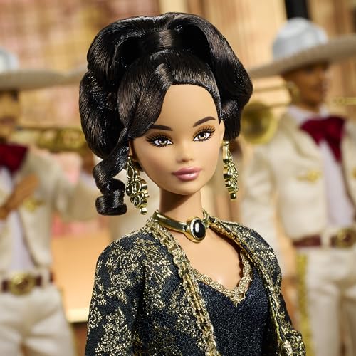 Black and Gold Suit Doll with Cropped Jacket and Golden Accessories A41807