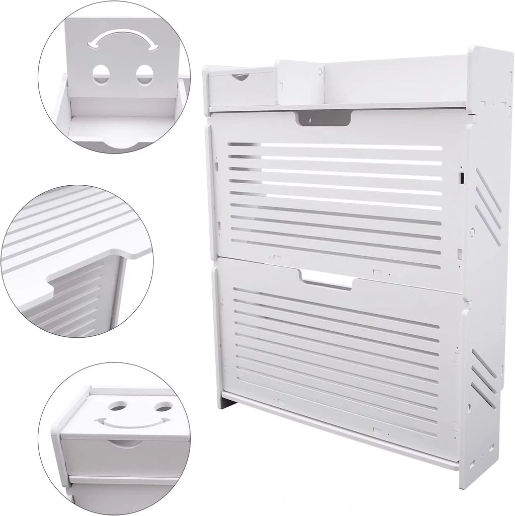 White 2 Tier Shoe Cabinet P357218