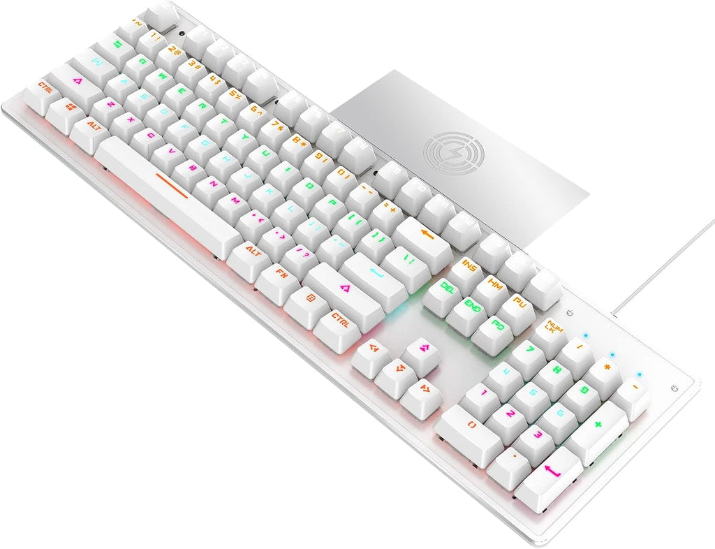 White Wired Mechanical Keyboard 104 Keys Pack of 2 Z143