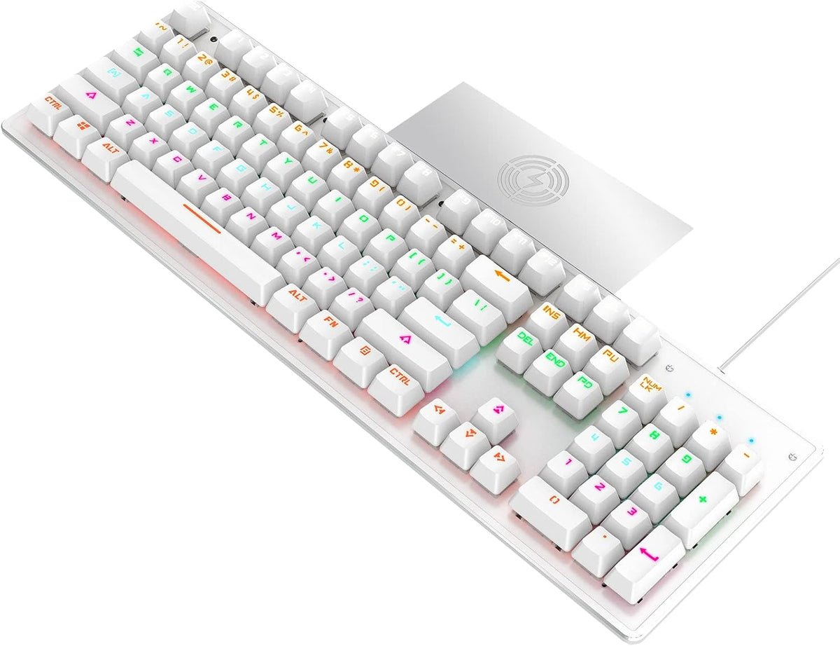 White Wired Mechanical Keyboard 104 Keys Pack of 2 Z143