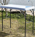Portable Fish Cleaning Table with Sink & Faucet, Folding Lightweight Adjustable Workbench V3447