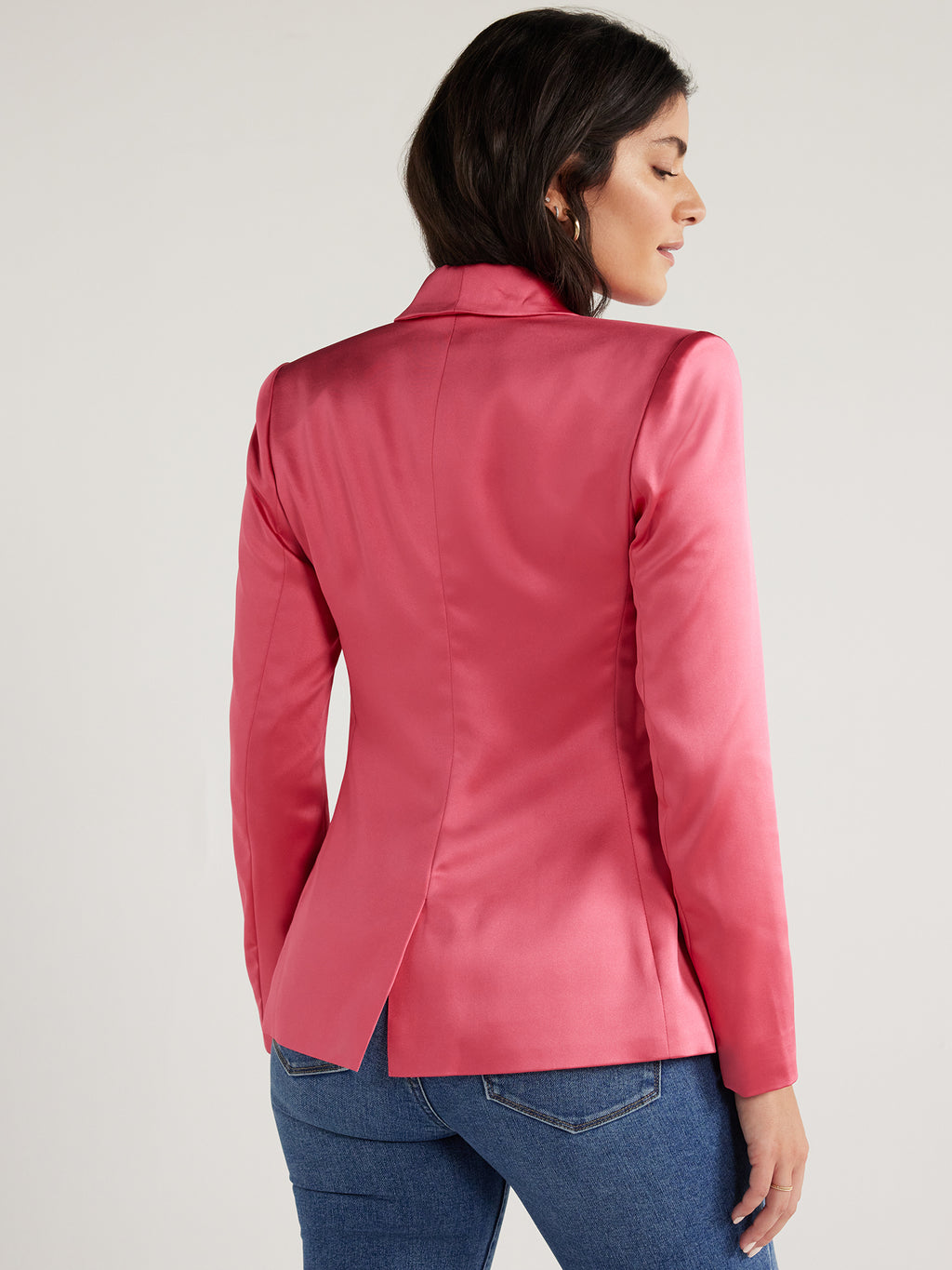 Stretch Satin Double Breasted Blazer X4970