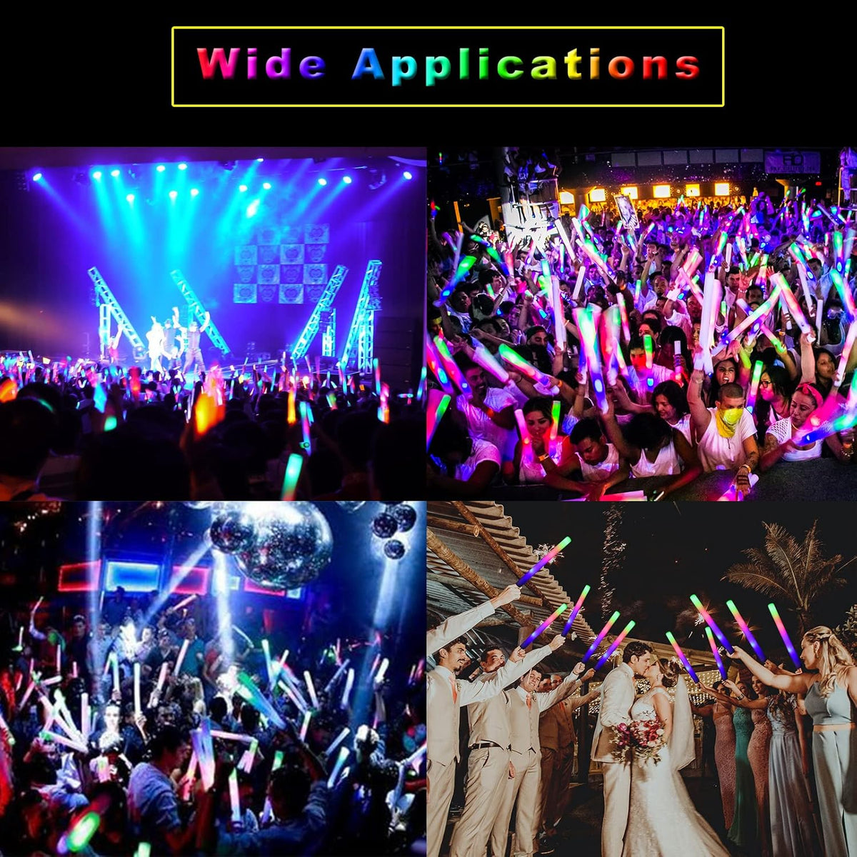 24 Pcs LED Foam Sticks Glow Batons F712220