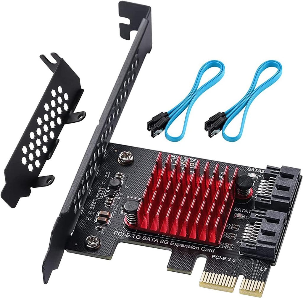 4X PCIE 8 SATA Card with 8 SATA Cables, PCIE to SATA 3.0 6 Gbps Controller, Pack of 2 S640207