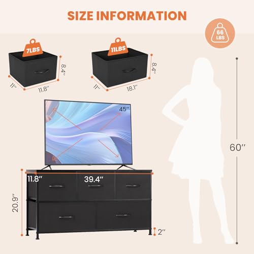 Brown 5 Drawer Fabric Dresser Z34989