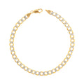 14k Yellow Gold Cuban Chain Diamond Cut Two Tone Bracelet O235912