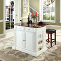 Drop Leaf Kitchen Island with Upholstered Square Seat Stools M54675
