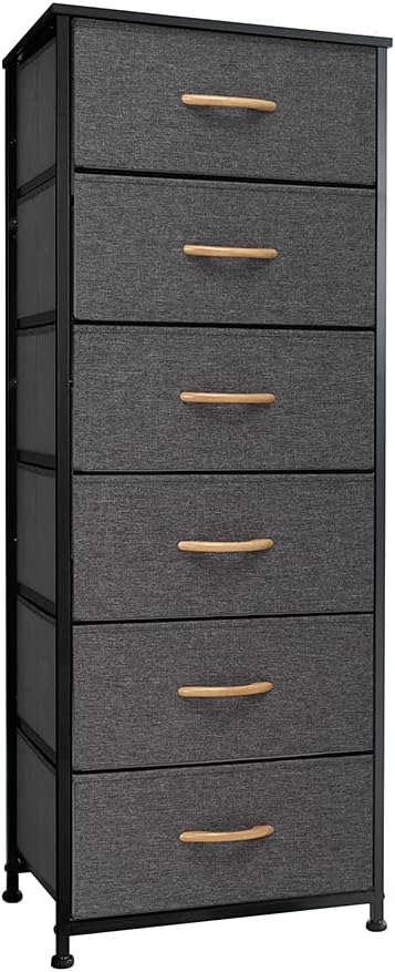 6 Drawers Vertical Dresser Storage Tower with Fabric Bins U622