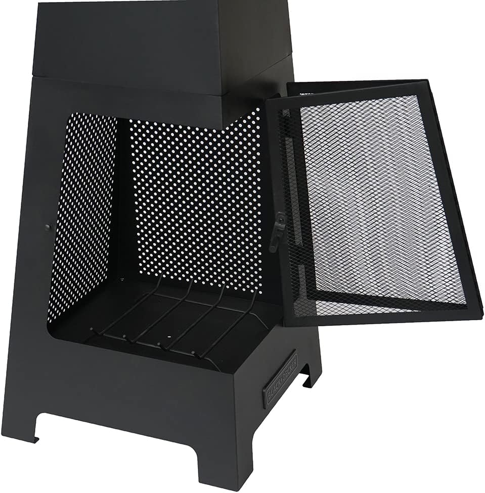 Black Steel Chiminea Fireplace with Poker U614200