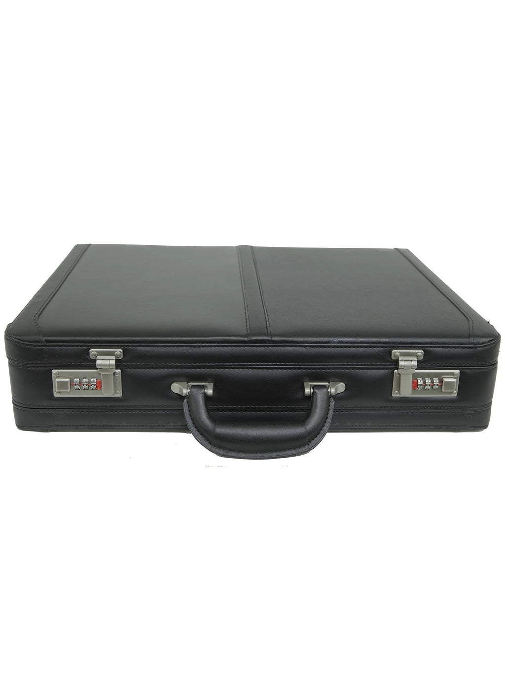 Expandable Leather Attache Briefcase Combination Locks Hard Case K70055