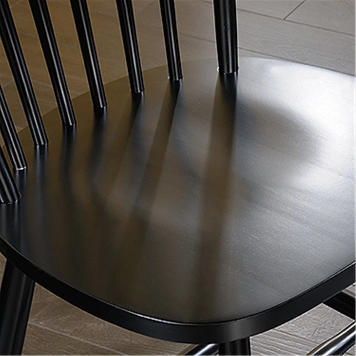 Black Solid Wood Spindle Back Dining Chair Set of 2 U72077