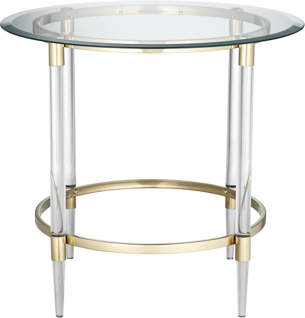 Clear Glass Round Side Table with Gold Rings B809