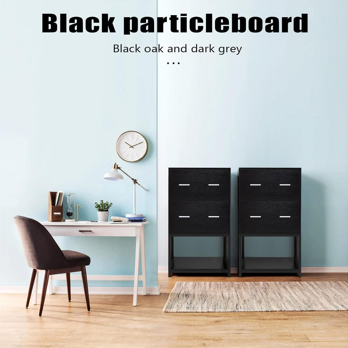 2 Drawer File Cabinet with Metal Wire Storage Shelves I109