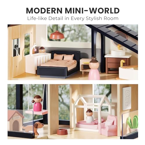 53Pcs Wooden Doll House with Furniture U804501
