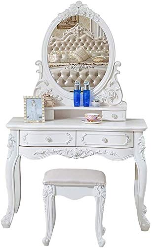 Solid Carved Dressing Vanity Table with Stool T508