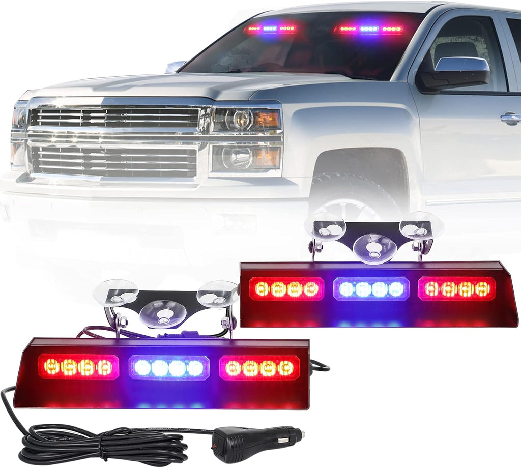 2x10" 24 LED Red White Strobe Lights Bar Pack of 2 B785