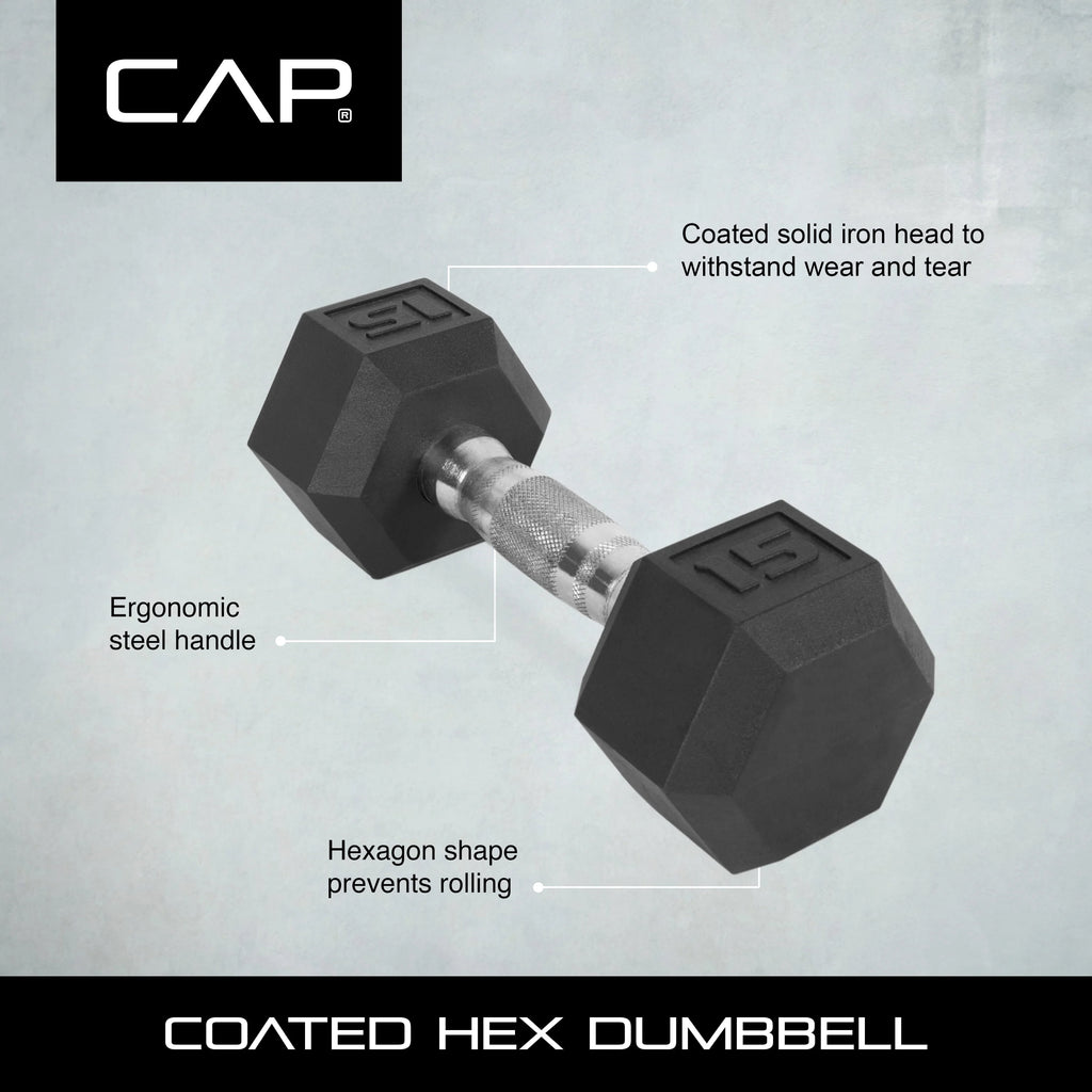 10lb Coated Rubber Hex Dumbbell Pair W1240