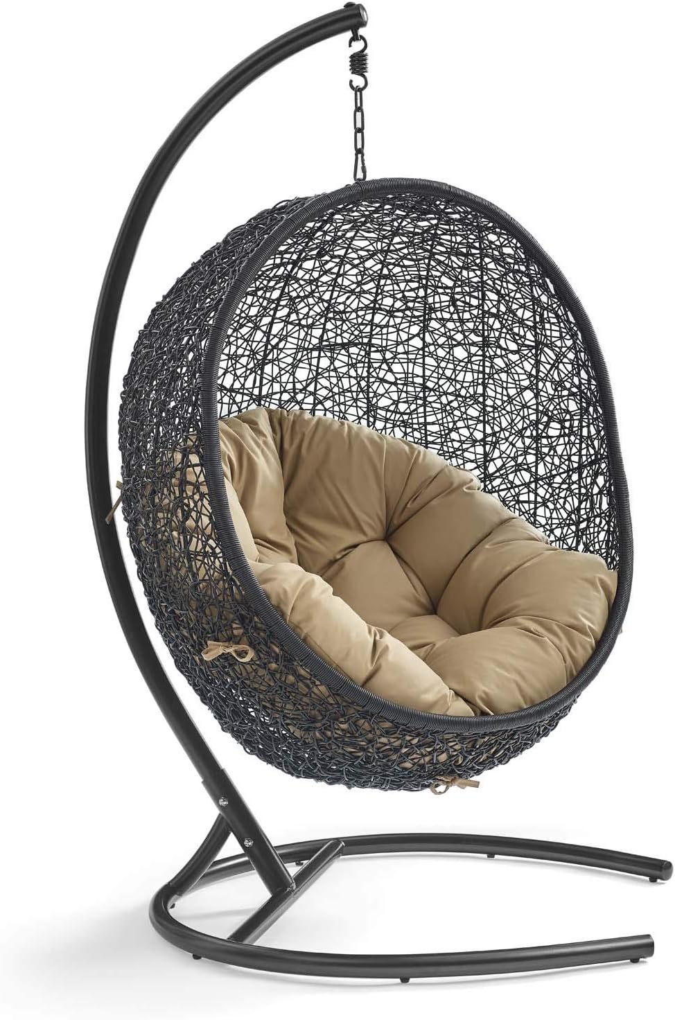 Beige Wicker Rattan Swing Chair with Stand X787434