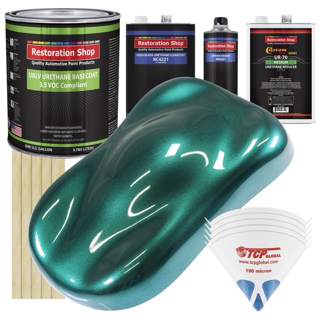 Dark Teal Metallic Low VOC Urethane Basecoat/Clearcoat Car Auto Paint Medium Gallon Kit C85651