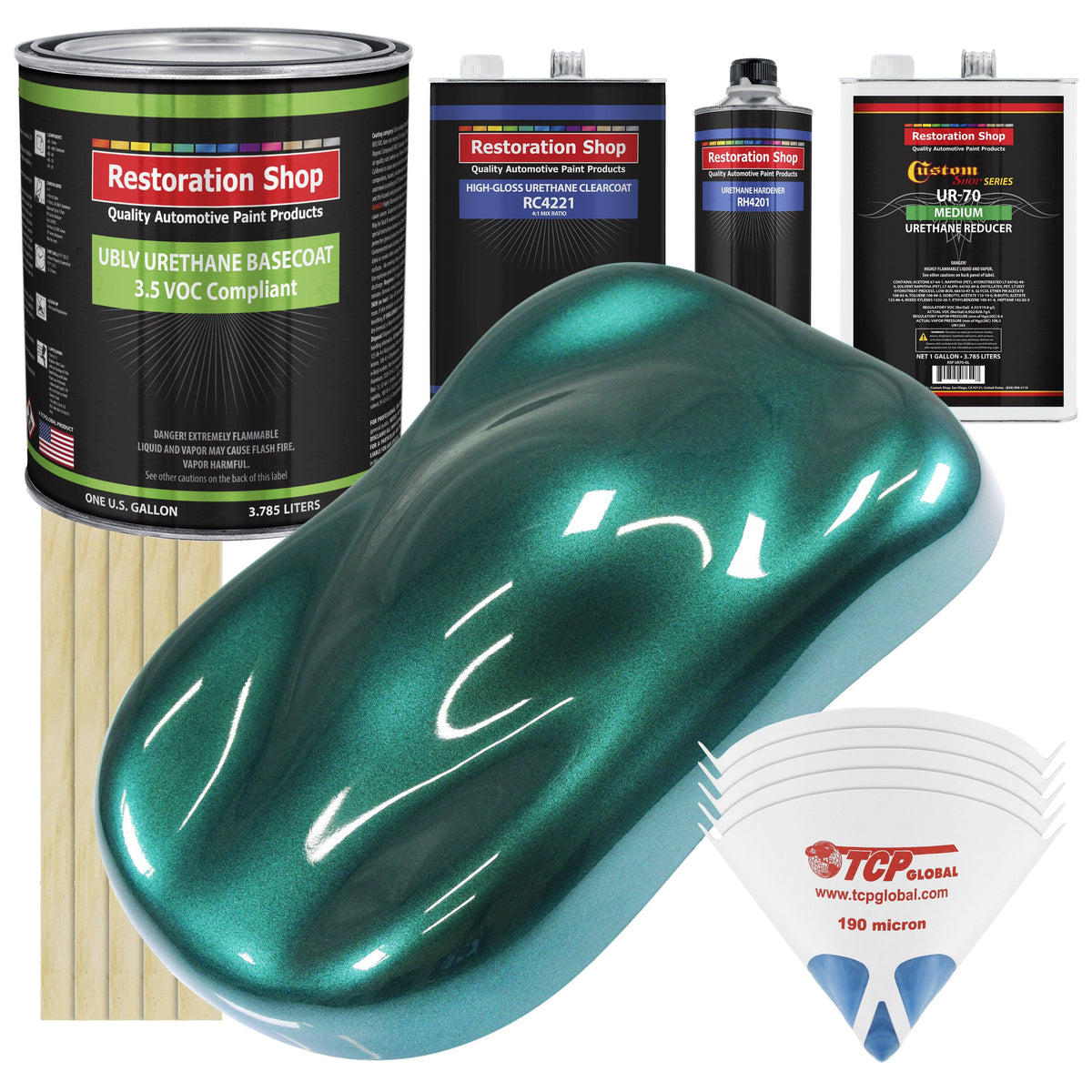 Dark Teal Metallic Low VOC Urethane Basecoat/Clearcoat Car Auto Paint Medium Gallon Kit C85651