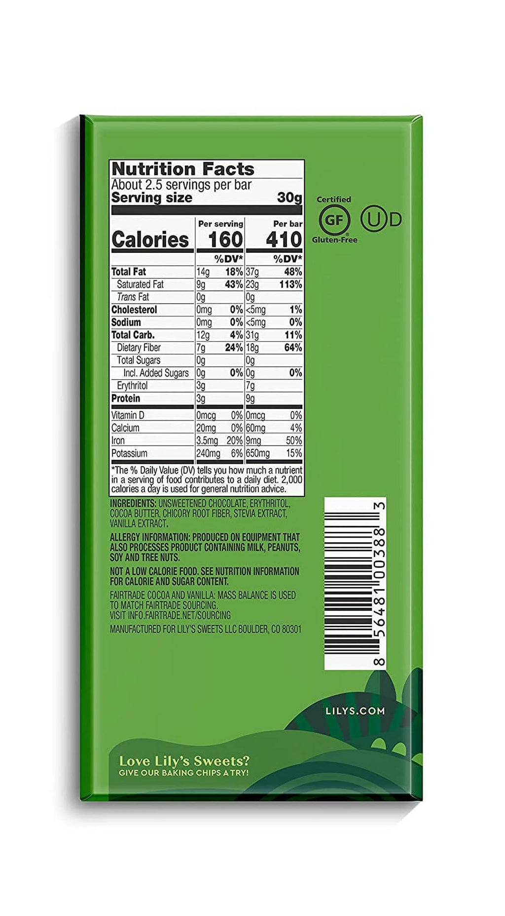 85% Dark Chocolate Bar 2.8 oz Pack of 4 H15744