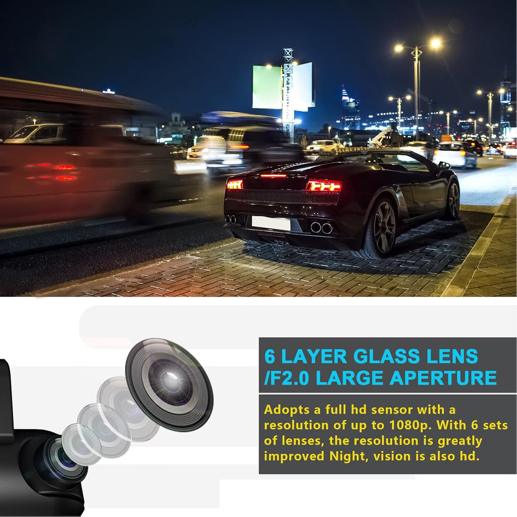 1080P FHD Front and Rear Dash Cam with 170° Wide Angle U296523