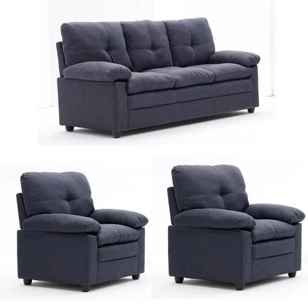 Gray 3 Piece Living Room Set with Sofa and 2 Armchairs J661