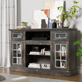 Dark Oak Tall TV Stand with Glass Door I149391