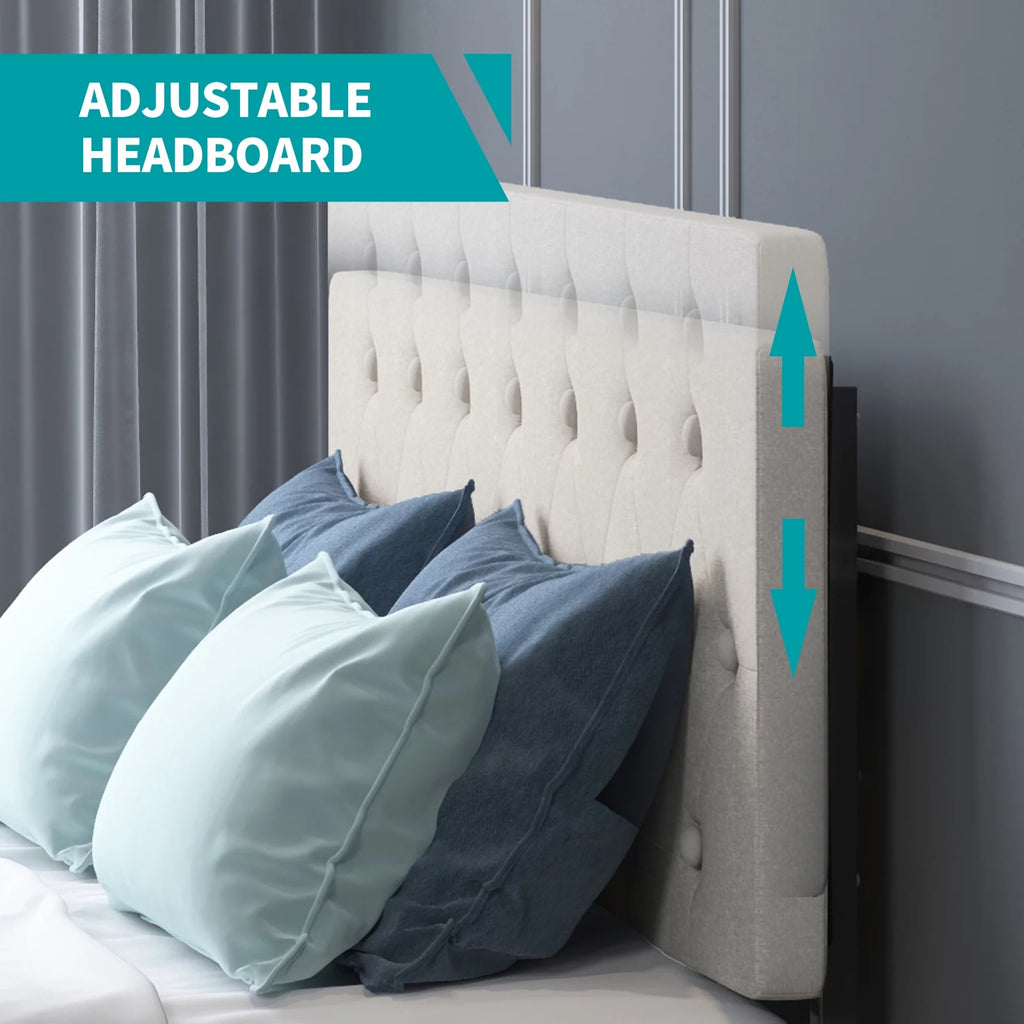 King Bed Frame with Tufted Headboard and 4 Drawers S664