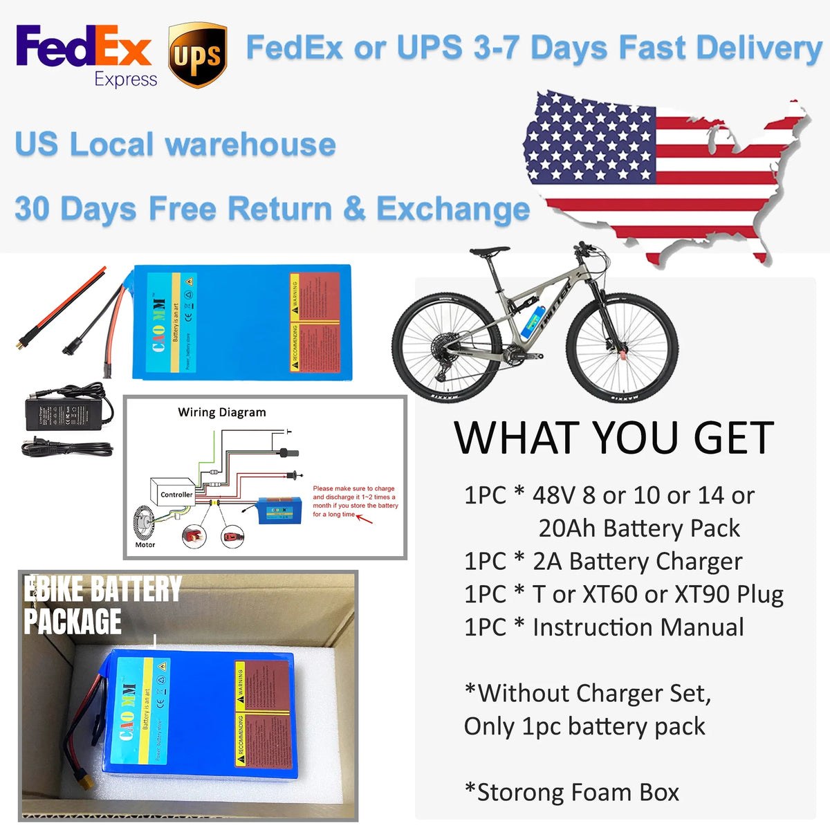 48V 8Ah Lithium Ebike Battery with Charger W458
