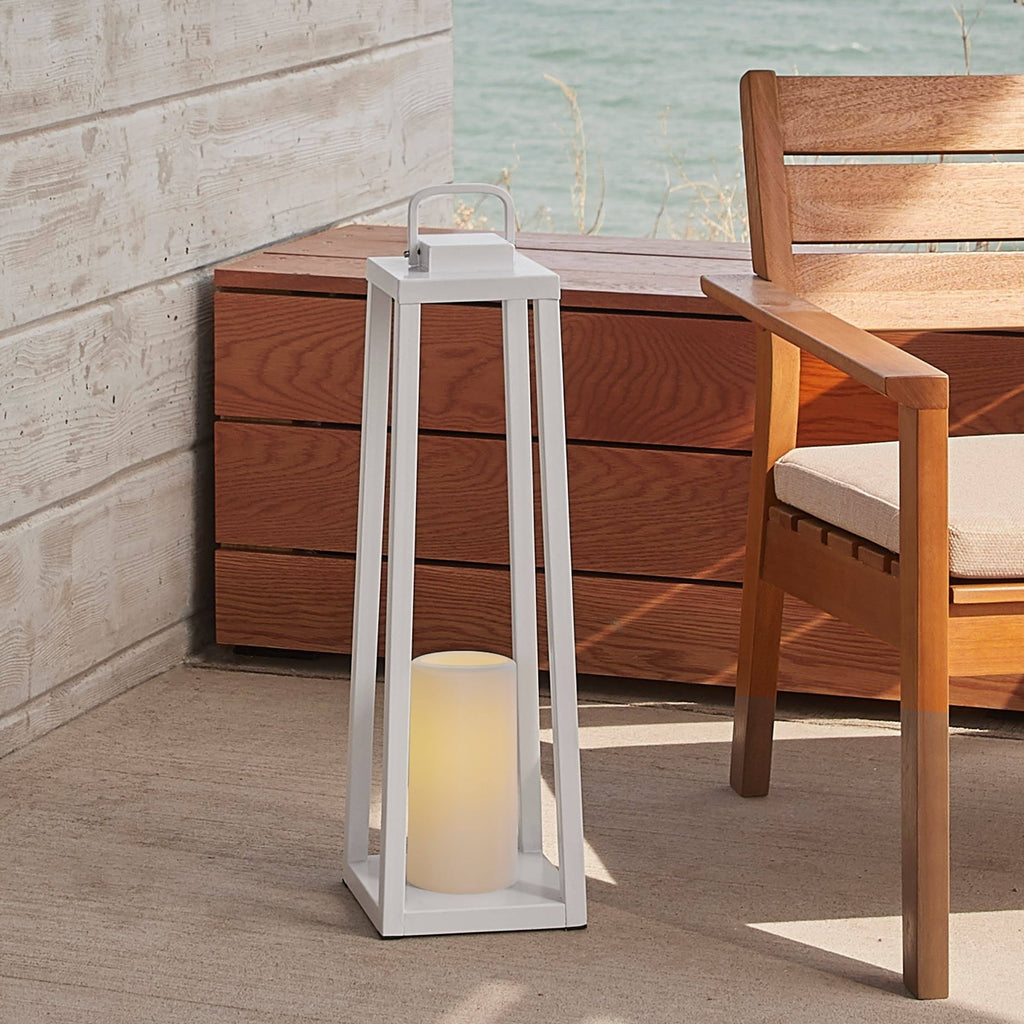 White Lantern with Flameless Candle U8835