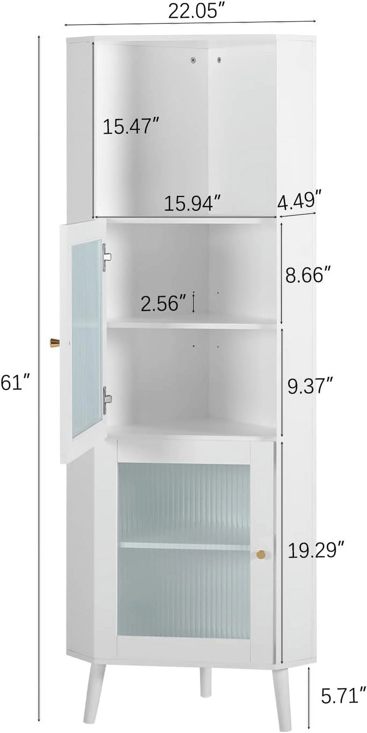 White Corner Cabinet with Glass Doors P5027
