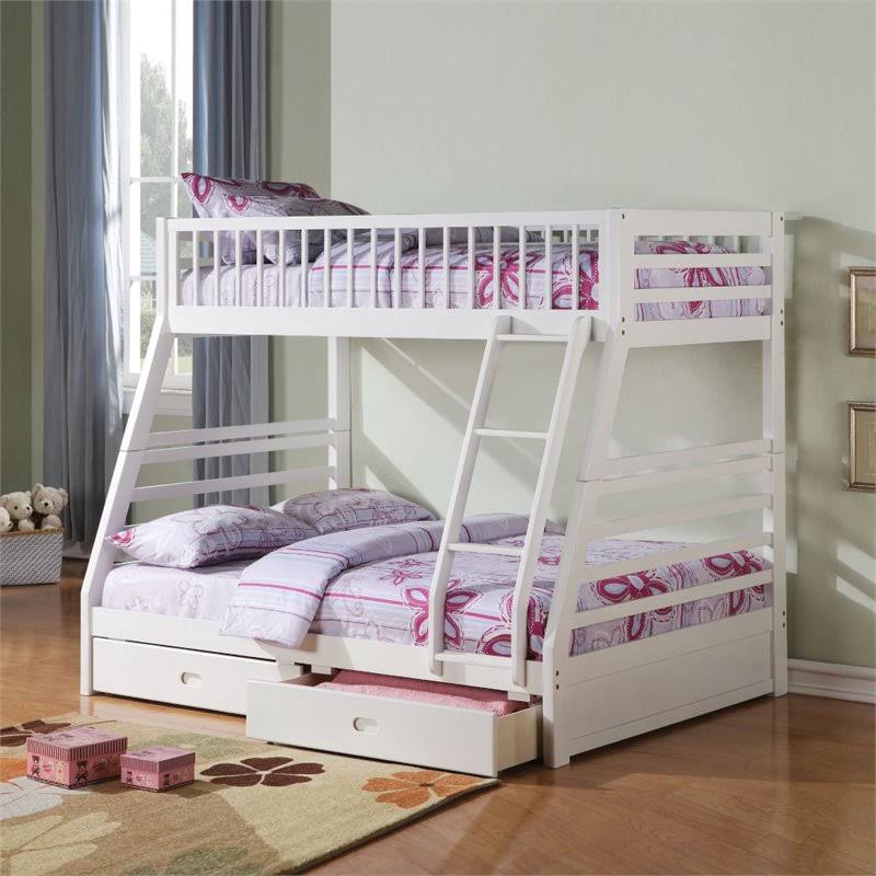 Twin Over Full Bunk Bed with 2 Drawers in White M78341