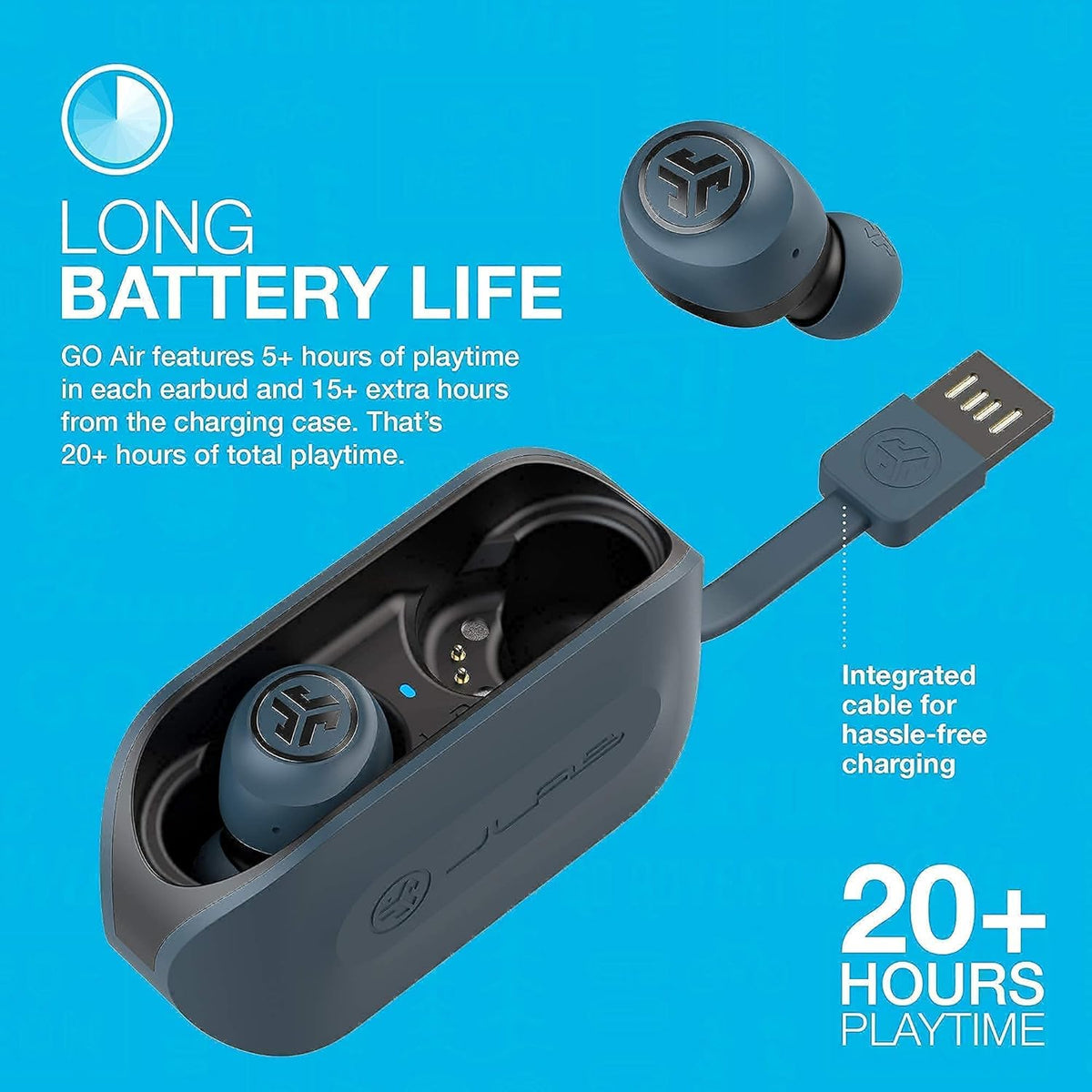 Navy True Wireless Bluetooth Earbuds with Charging Case V5808