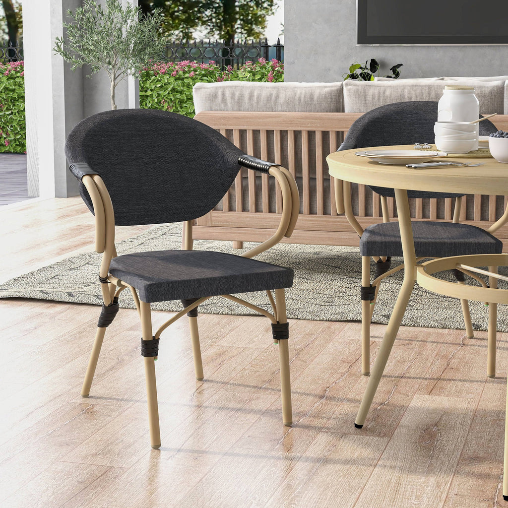 Natural Tone Patio Side Chairs Set of 2 H954