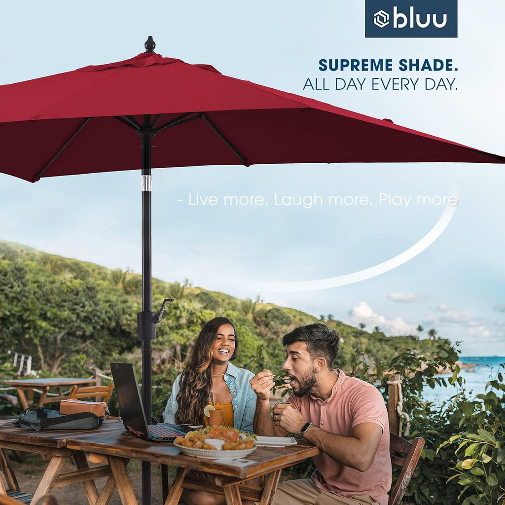 Olefin 6.6 x 9.8 FT Patio Umbrella (Apple Red) D5265