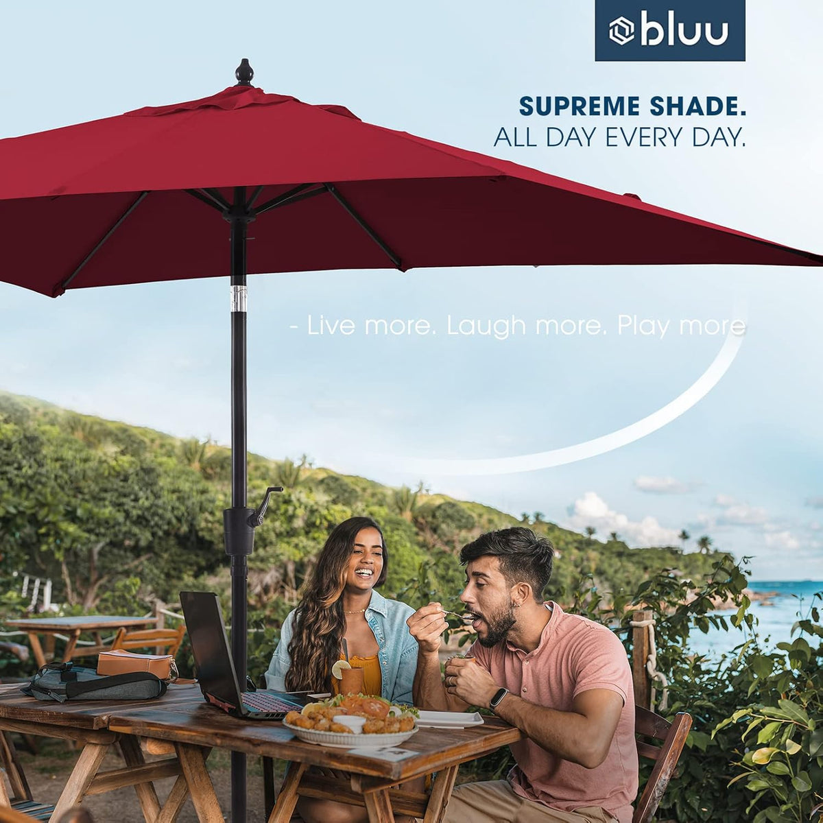 Olefin 6.6 x 9.8 FT Patio Umbrella (Apple Red) D5265