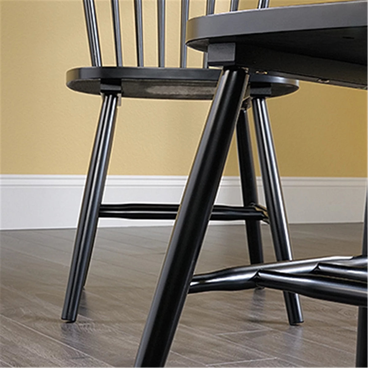 Black Solid Wood Spindle Back Dining Chair Set of 2 U72077