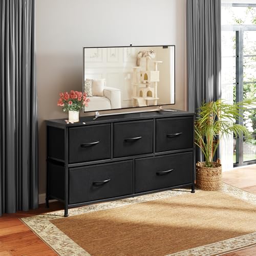 Brown 5 Drawer Fabric Dresser Z34989