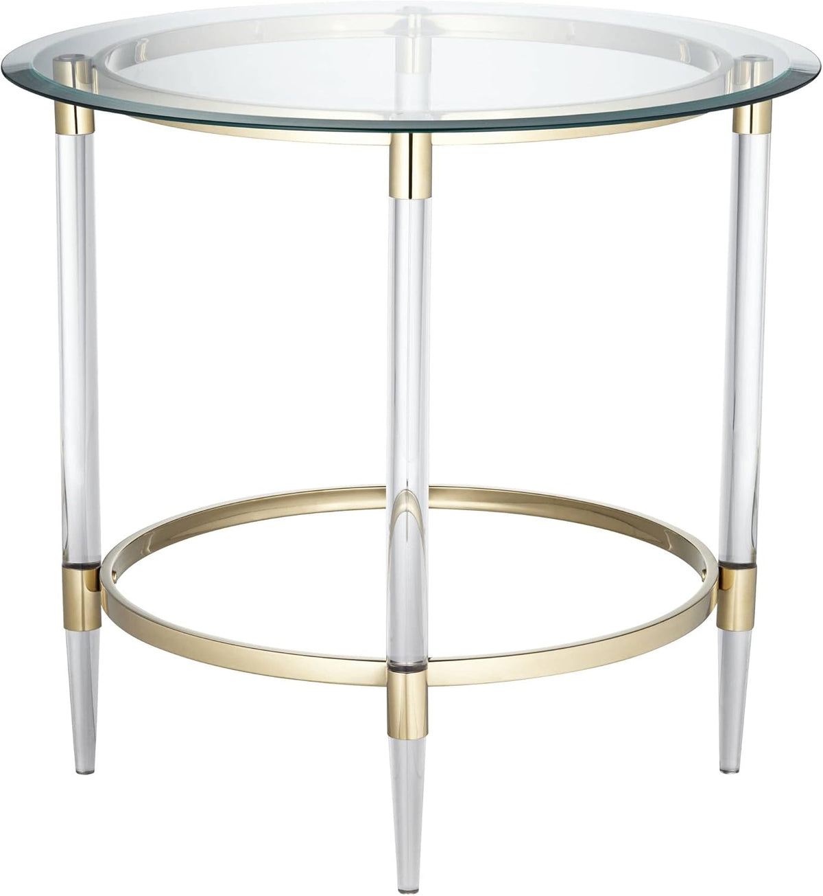 Clear Glass Round Side Table with Gold Rings B809