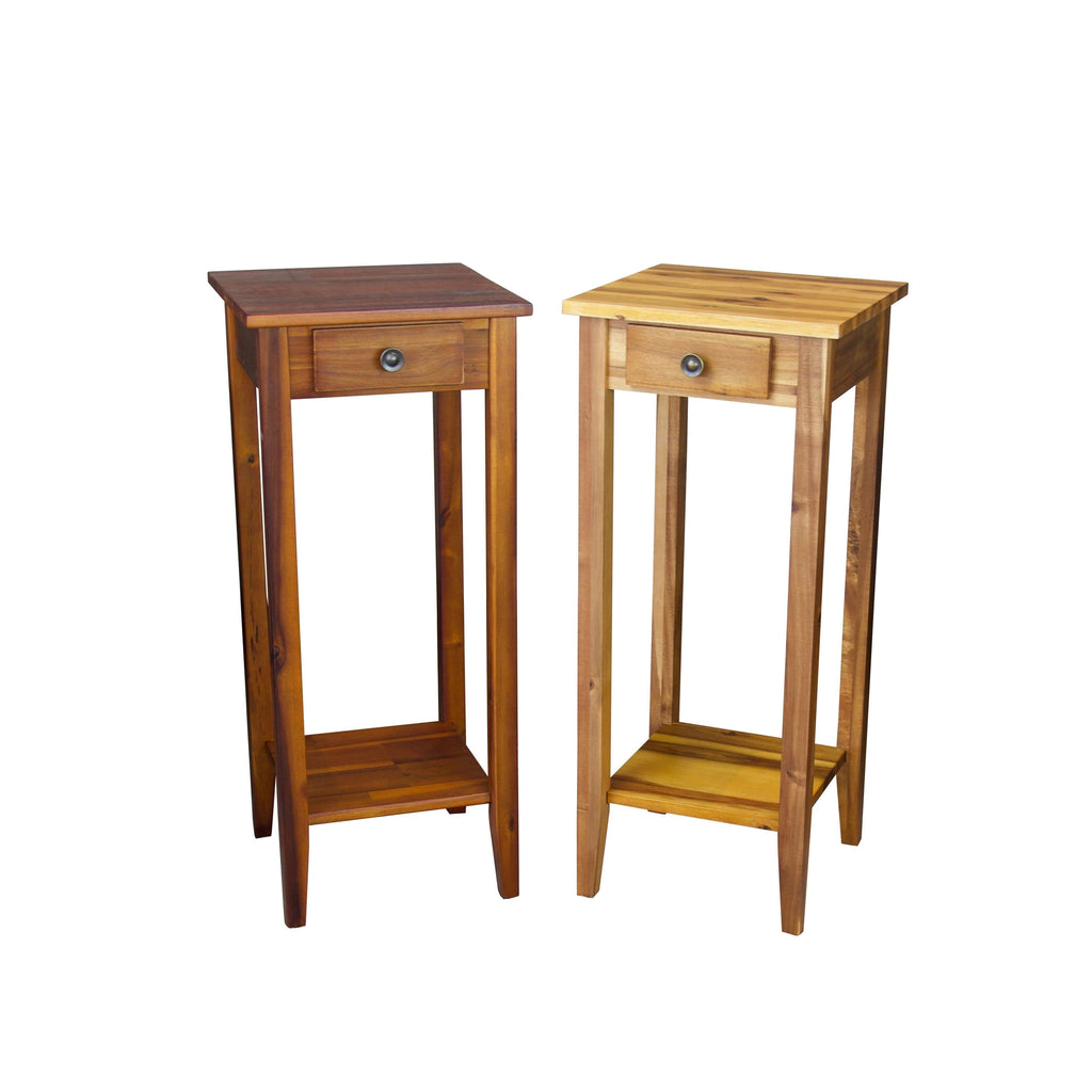2-Tier Acacia Wood Plant Table with Drawer F7107