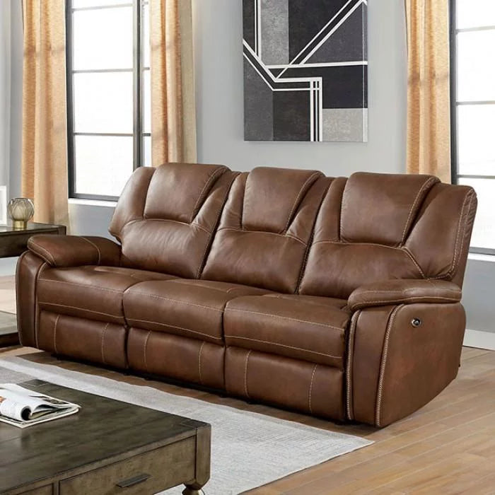 Brown Leatherette Recliner Sofa Set 2pcs D5174