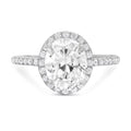 Oval Cut Genuine Cultured Diamond SI1-SI2 I-J 18K White Gold Halo Engagement Ring N602306