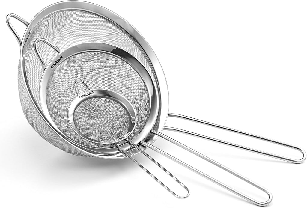 Mini Prep Plus Food Processor Brushed Chrome and Nickel & Set of 3 Fine Mesh Stainless Steel Strainers N3316