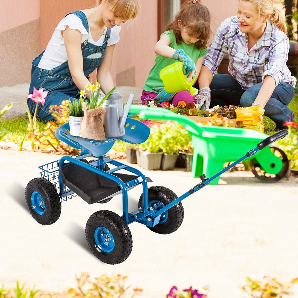 Heavy Duty Rolling Garden Cart with Extendable Steer Handle E912