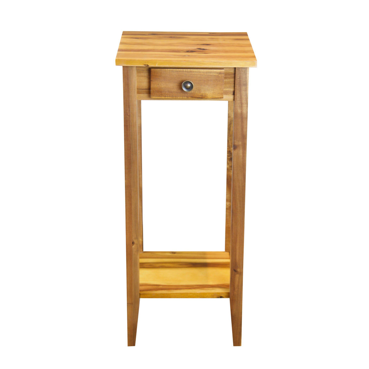 2-Tier Acacia Wood Plant Table with Drawer F7107