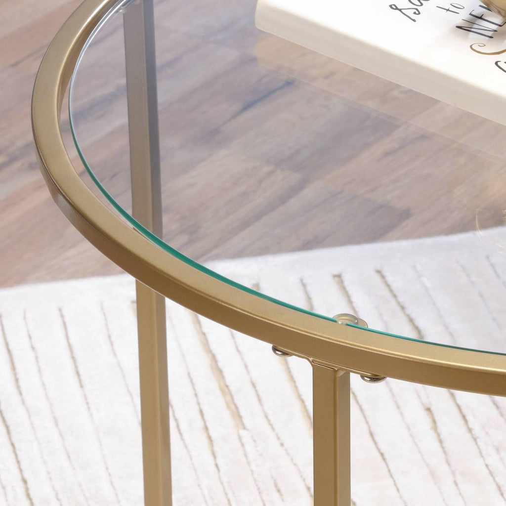 Satin Gold Round End Table C75220