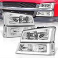 LED DRL Chrome Housing Clear Lens Signal Headlights LH & RH F4703