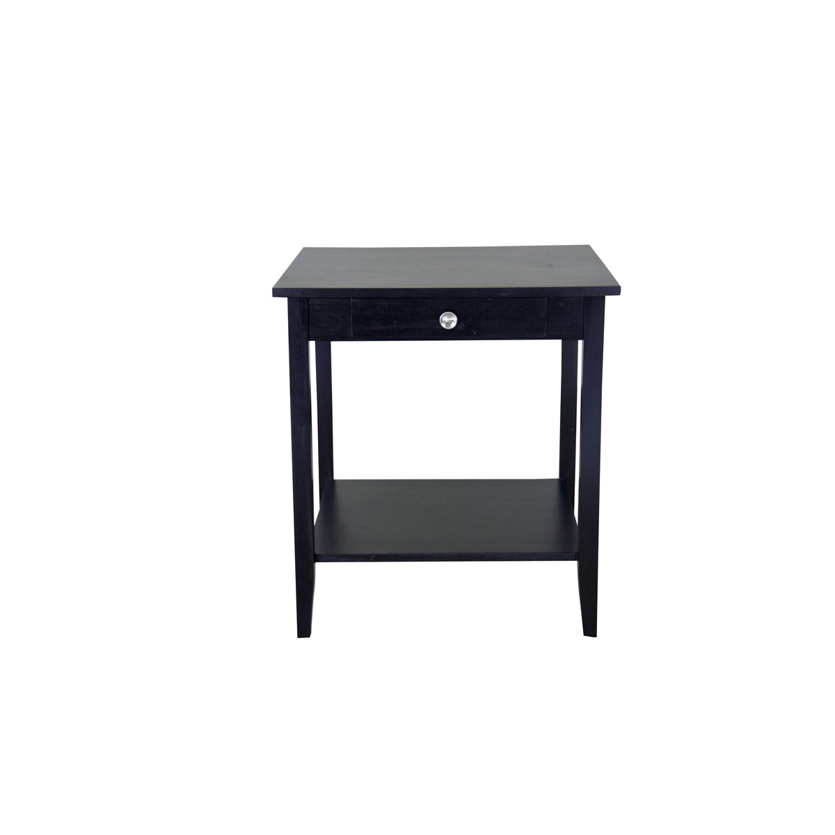 Acacia Wood 1-Drawer End Table with Shelf in Black Z5036